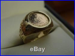 9k 9ct Solid Gold Filigree Mexico Coin Ring. Size F 3.25g