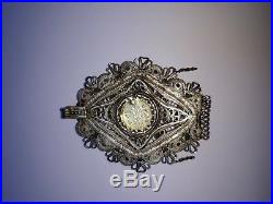ANTIQUE RUSSIAN CROWN 19th OTTOMAN TURKISH GOLD COIN FILIGREE PENDANT ENGRAVING