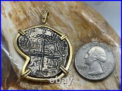ATOCHA Coin Pendant 14k Gold Dia Bale 8 Reale Silver Treasure Shipwreck Jewelry