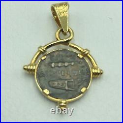 Alexander The Great Coin Pendant 14k Solid Gold And 925 Sterling Silver