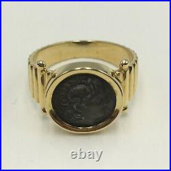 Alexander The Great Coin Ring 14k Solid Gold 925 Sterling Silver
