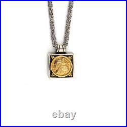 Alexander the Great Coin Pendant 14K Gold and Sterling Silver Greek Jewelry