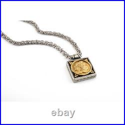 Alexander the Great Coin Pendant 14K Gold and Sterling Silver Greek Jewelry