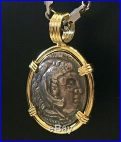 Ancient Coin 18k Solid Gold Pendant- Alexander the Great Tetradrachm 315-294 BC