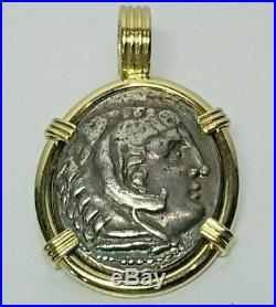 Ancient Coin 18k Solid Gold Pendant- Alexander the Great Tetradrachm 315-294 BC