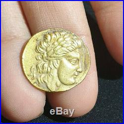 Ancient Greece Macedonia King Hercules Holding Stick Snake Genuine Gold 18K Coin
