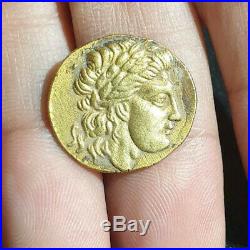 Ancient Greece Macedonia King Hercules Holding Stick Snake Genuine Gold 18K Coin