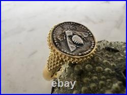 Ancient Greek Sacred Bee Goddess Artemis Medallion Coin Solid Gold 9 Karat