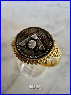 Ancient Greek Sacred Bee Goddess Artemis Medallion Coin Solid Gold 9 Karat