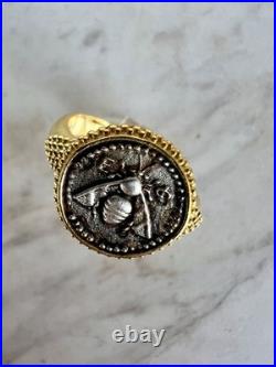 Ancient Greek Sacred Bee Goddess Artemis Medallion Coin Solid Gold 9 Karat