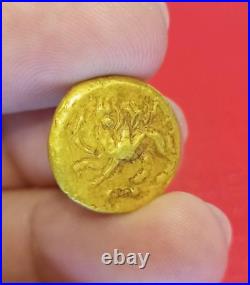Ancient Head of satyr griffin standing over an ear of wheat 18k Solid Gold Coin