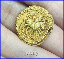Ancient Indo-Scythian King Azes II Tetradrachm King Horse Athena Solid Gold Coin