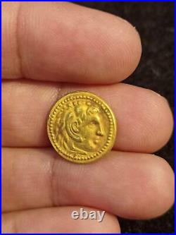 Ancient Roman Emperor & Goddess Nike Holding Bird Athena Solid 18K Gold Coin 4g