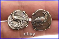 Ancient Silver Eagle Coin and 14k Solid White Gold Cufflinks