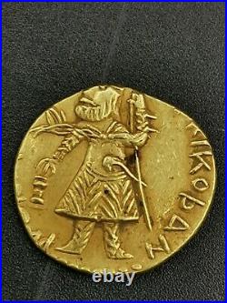 Ancient central asia kushan period King kanishka reverse budha gold coin 4g