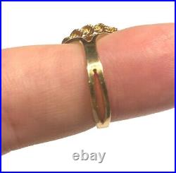 Antique 14k Gold $1 Type 3 Indian Princess Coin Rope Ring Size 7