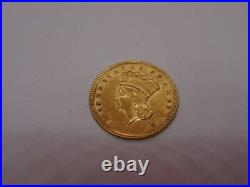 Antique. 900 Gold United States Large Indian Head 1 Dollar Coin 1856 Ref 1