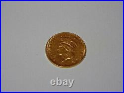 Antique. 900 Gold United States Large Indian Head 1 Dollar Coin 1856 Ref 1