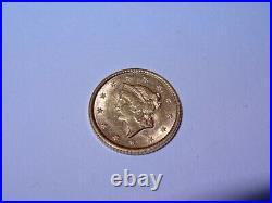 Antique. 900 Gold United States Liberty Head 1 Dollar Coin 1853 Nice Detail