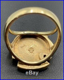 Antique Vintage 14k Solid Gold Native Navajo Buffalo Coin Style Ring Sz 5.5