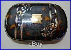 Antique early Victorian brown shell with gold inlay coin perse