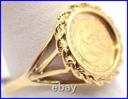 Art Deco Vintage Gorgeous PANDA BEAR COIN Beauty Ring Solid 14K Yellow Gold