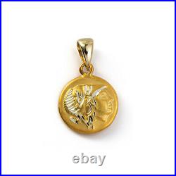 Athena Goddess Coin Pendant 14K Solid Gold Greek Art Handmade Greek Jewelry