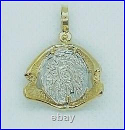Atocha Coin Pendant Jaws 14K Yellow Gold Over Sterling Silver Treasure Coin