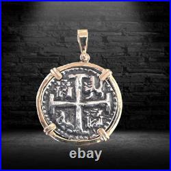 Atocha Shipwreck Coin, Authentic Silver with Solid 14k Gold Frame, Historic Atocha Shipwreck Coin, Authentic Silver with Solid 14k Gold Frame, Historic