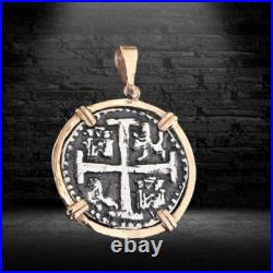 Atocha Shipwreck Coin, Authentic Silver with Solid 14k Gold Frame, Historic Atocha Shipwreck Coin, Authentic Silver with Solid 14k Gold Frame, Historic