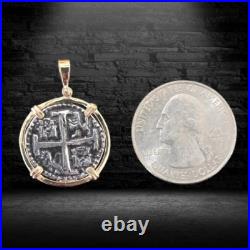 Atocha Shipwreck Coin, Authentic Silver with Solid 14k Gold Frame, Historic Atocha Shipwreck Coin, Authentic Silver with Solid 14k Gold Frame, Historic