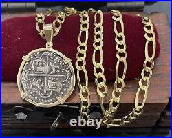 Atocha Shipwreck Coin Pendant In 14k Solid Gold Bezel And 14 SolidGold Chain 24