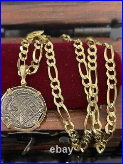 Atocha Shipwreck Coin Pendant In 14k Solid Gold Bezel And 14kGold SolidChain24