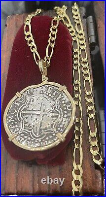 Atocha Shipwreck Large Pendant In 14k Solid Gold Bezel And 14 SolidGoldChain 24