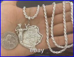 Atocha Shipwreck Silver Coin Pendant In Mermaid Bezel With 925 Solid SilverChain