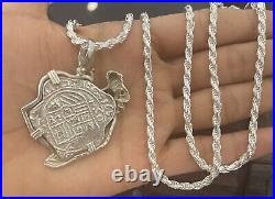 Atocha Shipwreck Silver Coin Pendant In Mermaid Bezel With 925 Solid SilverChain