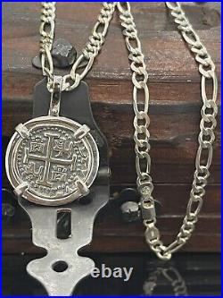 Atocha Shipwreck Silver Coin Pendant With 925 Solid Silver Chain 24