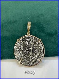 Atocha Silver Coin Pendant In 14k Real Solid Gold Bezel Handmade From Atocha S Atocha Silver Coin Pendant In 14k Real Solid Gold Bezel Handmade From Atocha S