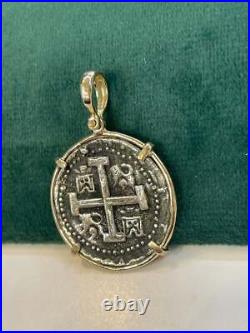 Atocha Silver Coin Pendant In 14k Real Solid Gold Bezel Handmade From Atocha S Atocha Silver Coin Pendant In 14k Real Solid Gold Bezel Handmade From Atocha S