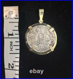 Atocha Silver Coin Pendant Solid 14K Gold Bezel Spanish Reale Replica Key West