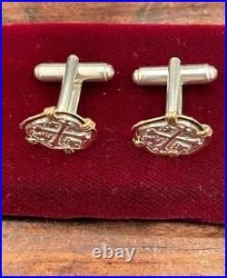 Atocha shipwreck coin Cufflinks in 14k solid gold bezel 925 solid sterling silve Atocha shipwreck coin Cufflinks in 14k solid gold bezel 925 solid sterling silve