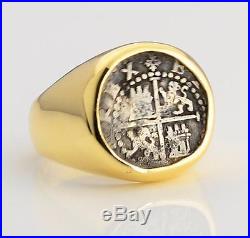 Authentic 1/2 Reales Treasure Cob Coin in Solid 14kt Gold Ring circa 1500's