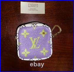 Authentic LOUIS VUITTON Giant Monogram Key Chain Ring Coin Cube Case Pouch Fob