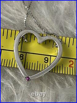 Authentic Roberto Coin 18K Solid Gold Heart Diamond Ruby Necklace / Not 14K
