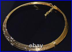 Authentic Roberto Coin 750 18K Solid Gold Station Beaded Collar Omega Necklace