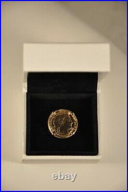 Bague Ancien Or Massif Porte Bonheur Piece 10fr Antique Solid Gold Coin Ring