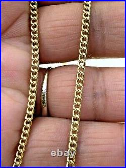 Ballou 14K Solid Yellow Gold 2.35mm Curb Link Chain Necklace 24inch Long