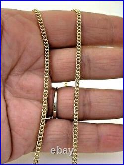Ballou 14K Solid Yellow Gold 2.35mm Curb Link Chain Necklace 24inch Long