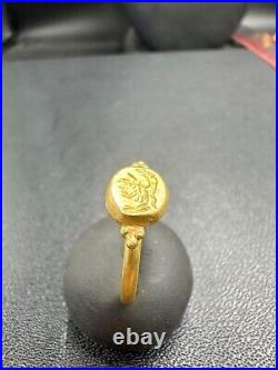 Beautiful old ancient alexander solid gold ring 18k
