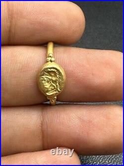 Beautiful old ancient alexander solid gold ring 18k